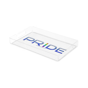 SlipperyJoe's pride word metallic letters radiates Acrylic Tray