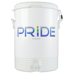 SlipperyJoe's pride word metallic letters radiates Beverage Cooler
