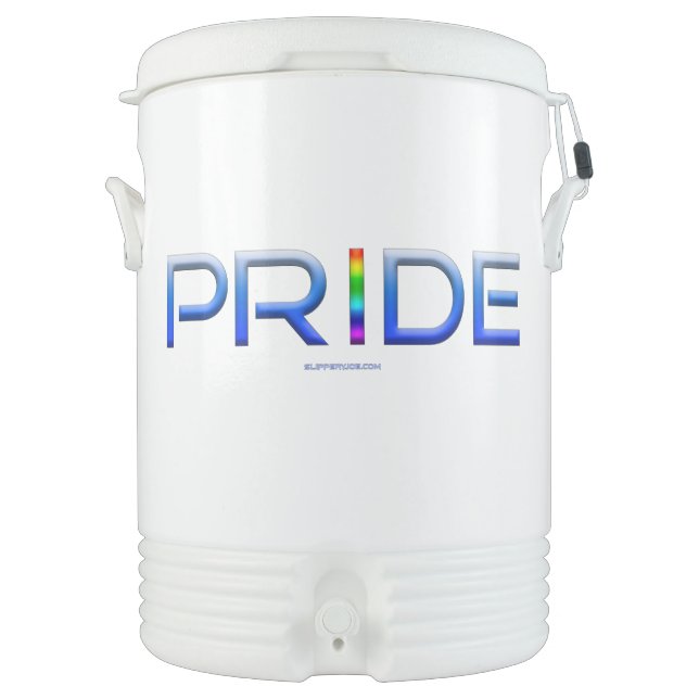 SlipperyJoe's pride word metallic letters radiates Beverage Cooler (Front)