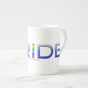 SlipperyJoe's pride word metallic letters radiates Bone China Mug