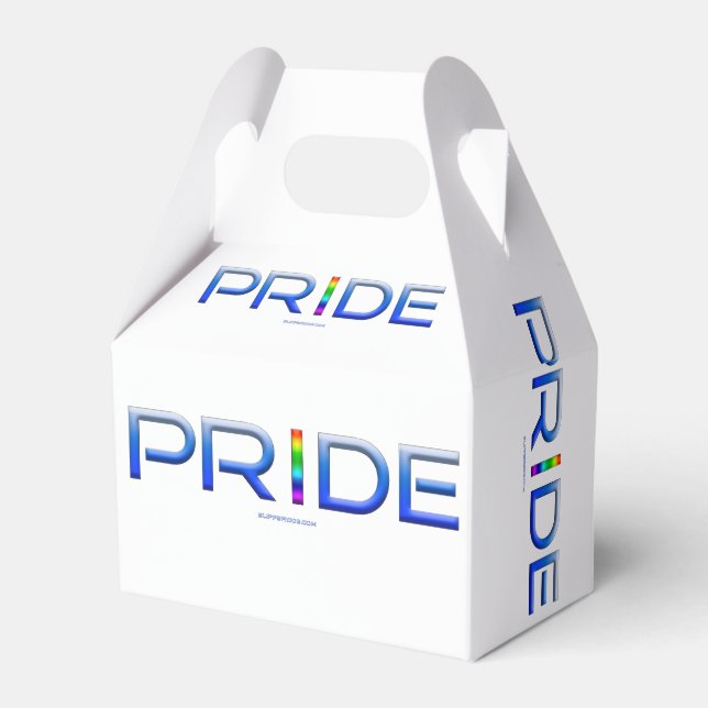 SlipperyJoe's pride word metallic letters radiates Favor Boxes (Front Side)