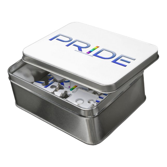 SlipperyJoe's pride word metallic letters radiates Jigsaw Puzzle (Lid Open)