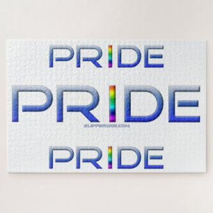 SlipperyJoe's pride word metallic letters radiates Jigsaw Puzzle