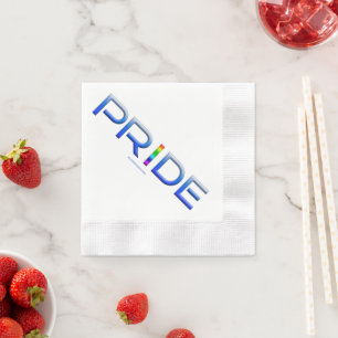 SlipperyJoe's pride word metallic letters radiates Napkins