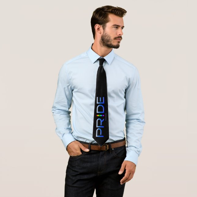 SlipperyJoe's pride word metallic letters radiates Neck Tie (In Situ)