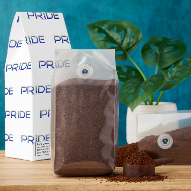 SlipperyJoe's pride word metallic letters radiates Roasted Coffee (Ground)