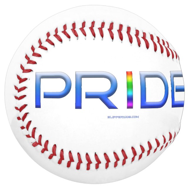 SlipperyJoe's pride word metallic letters radiates Softball (Front Left)