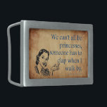 SlipperyJoe's Princess clap walking funny 50s vint Belt Buckle<br><div class="desc">SlipperyJoe's Princess clap walking funny 50s vintage poster cartoon woman brown blue black shades saying self-confidence empowerment coffee stained paper retro aesthetic artistic gay pride gifts LGBTQIA</div>