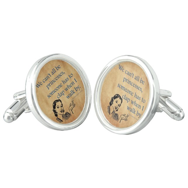 SlipperyJoe's Princess clap walking funny 50s vint Cufflinks (Angled)