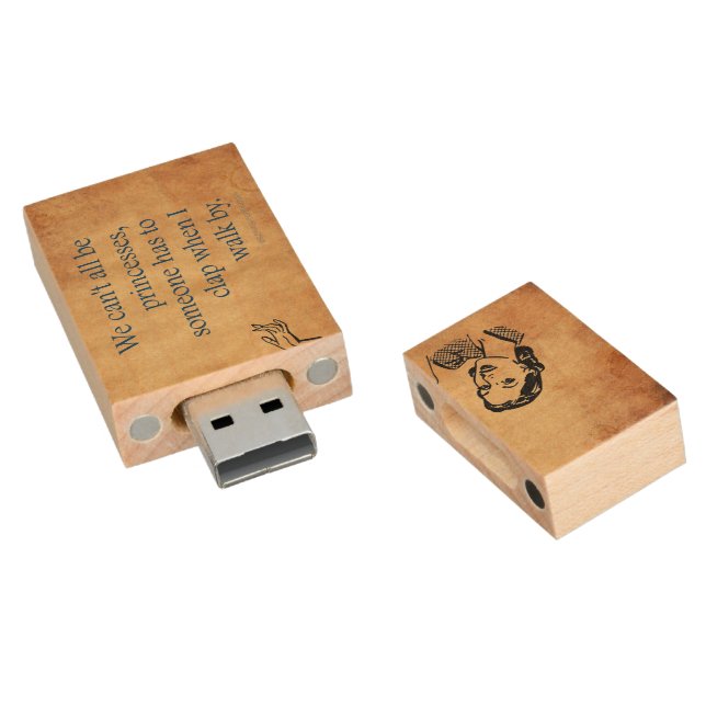 SlipperyJoe's Princess clap walking funny 50s vint Wood Flash Drive (Angled)