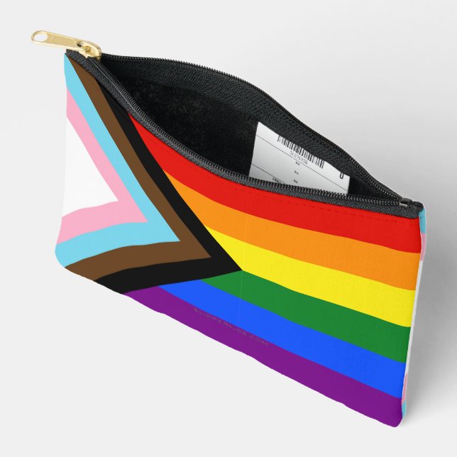 SlipperyJoe's Progress Pride Flag gay gifts LGBTQI Accessory Pouch (Open)