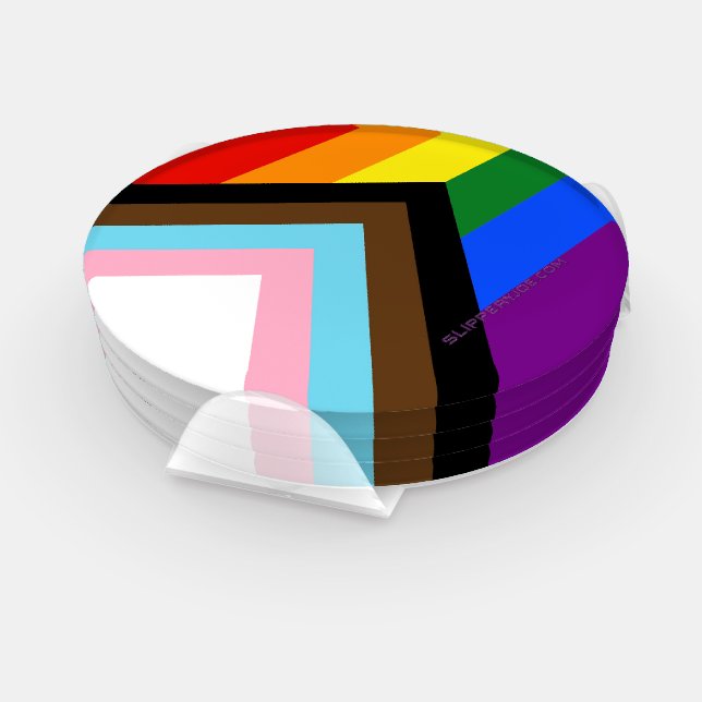SlipperyJoe's Progress Pride Flag gay gifts LGBTQI Coaster Set (Set)
