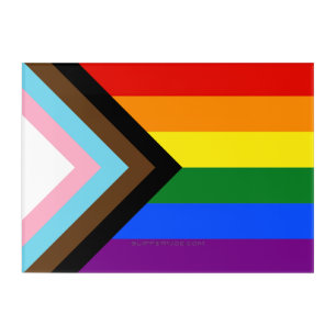 SlipperyJoe's Progress Pride Flag six classic hori Acrylic Print