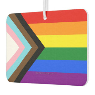 SlipperyJoe's Progress Pride Flag six classic hori Air Freshener