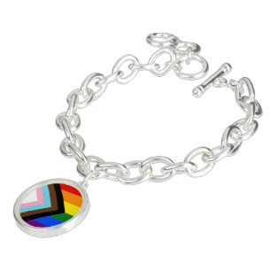 SlipperyJoe's Progress Pride Flag six classic hori Bracelet