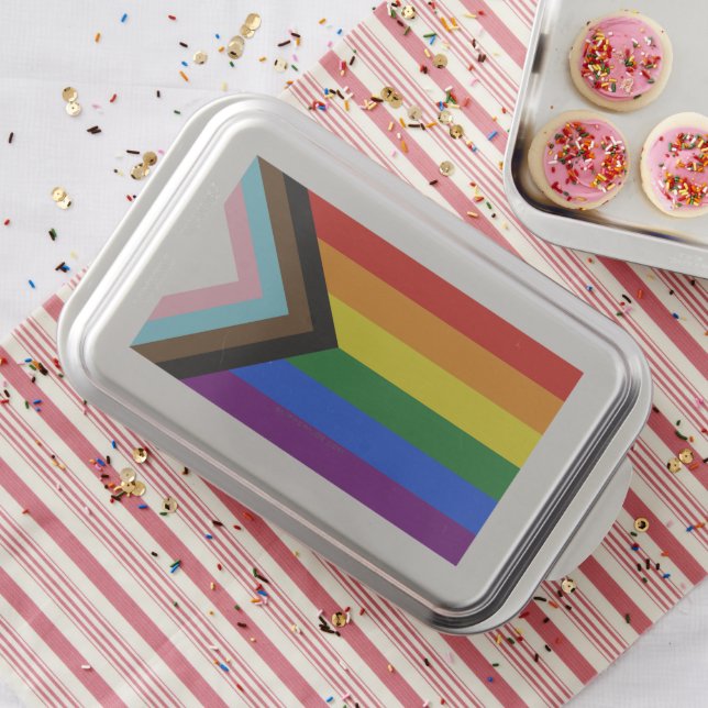 SlipperyJoe's Progress Pride Flag six classic hori Cake Pan (In Situ)