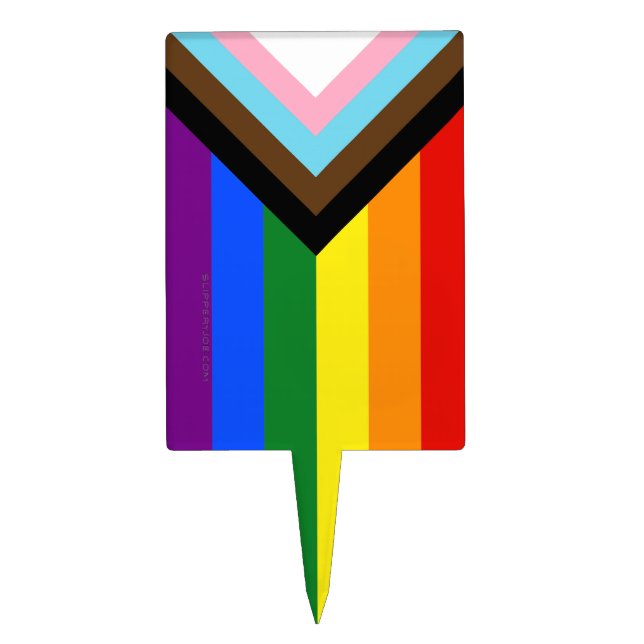 SlipperyJoe's Progress Pride Flag six classic hori Cake Topper (Front)