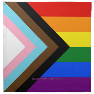 SlipperyJoe's Progress Pride Flag six classic hori Cloth Napkin