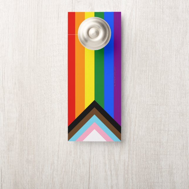 SlipperyJoe's Progress Pride Flag six classic hori Door Hanger (On Knob)