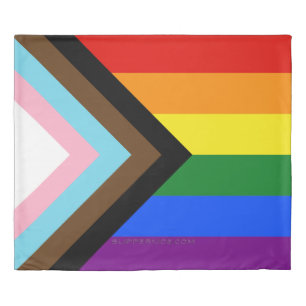 SlipperyJoe's Progress Pride Flag six classic hori Duvet Cover