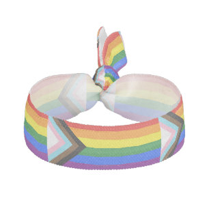 SlipperyJoe's Progress Pride Flag six classic hori Elastic Hair Tie