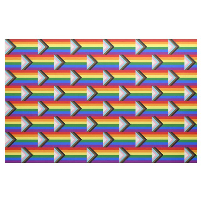 SlipperyJoe's Progress Pride Flag six classic hori Fabric (Yard)