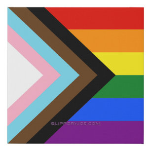 SlipperyJoe's Progress Pride Flag six classic hori Faux Canvas Print