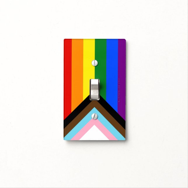SlipperyJoe's Progress Pride Flag six classic hori Light Switch Cover (In Situ)