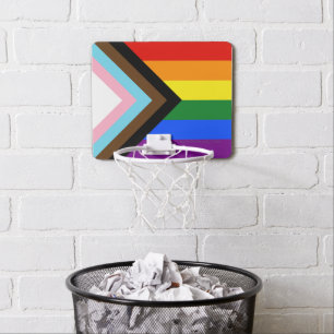 SlipperyJoe's Progress Pride Flag six classic hori Mini Basketball Hoop