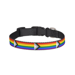 SlipperyJoe's Progress Pride Flag six classic hori Pet Collar