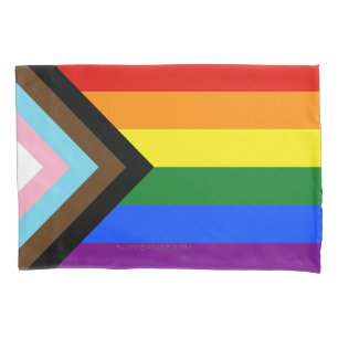 SlipperyJoe's Progress Pride Flag six classic hori Pillow Case