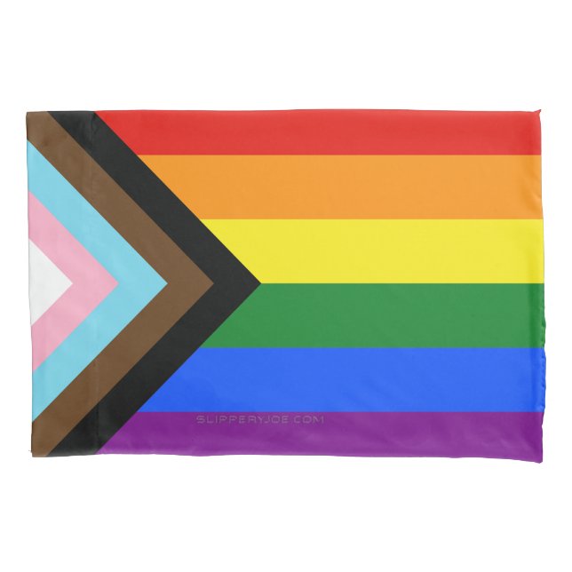 SlipperyJoe's Progress Pride Flag six classic hori Pillow Case (Front)