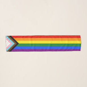 SlipperyJoe's Progress Pride Flag six classic hori Scarf