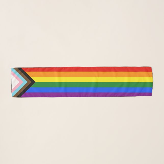 SlipperyJoe's Progress Pride Flag six classic hori Scarf (Front (Horizontal))