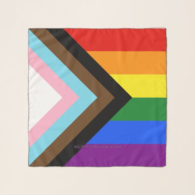 SlipperyJoe's Progress Pride Flag six classic hori Scarf (Front)