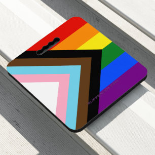 SlipperyJoe's Progress Pride Flag six classic hori Seat Cushion
