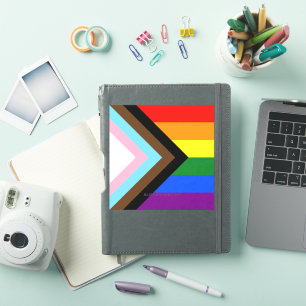 SlipperyJoe's Progress Pride Flag six classic hori Sticker