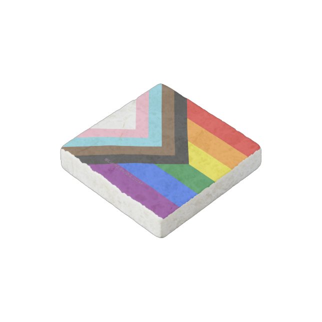 SlipperyJoe's Progress Pride Flag six classic hori Stone Magnet (Angled)