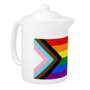 SlipperyJoe's Progress Pride Flag six classic hori Teapot