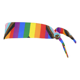 SlipperyJoe's Progress Pride Flag six classic hori Tie Headband