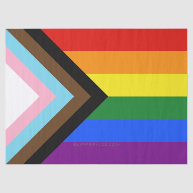 SlipperyJoe's Progress Pride Flag six classic hori Tissue Paper (Front)