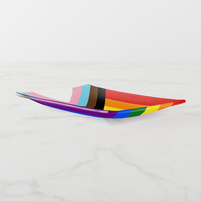 SlipperyJoe's Progress Pride Flag six classic hori Trinket Tray (Angled)
