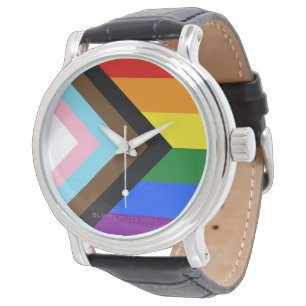 SlipperyJoe's Progress Pride Flag six classic hori Watch