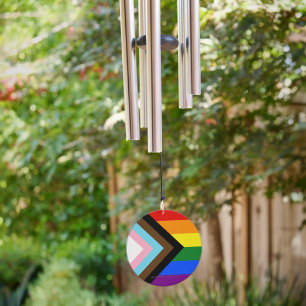 SlipperyJoe's Progress Pride Flag six classic hori Wind Chime