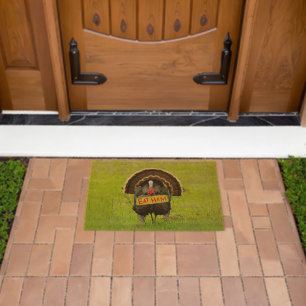 SlipperyJoe's proud turkey eat ham red wattle hang Fiber Doormat