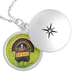 SlipperyJoe's proud turkey eat ham red wattle hang Locket Necklace