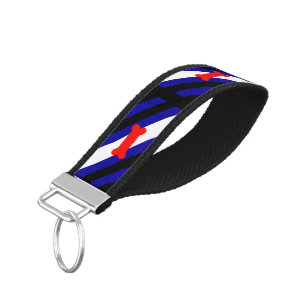 SlipperyJoe's puppy play pride flag express kink i Wrist Keychain