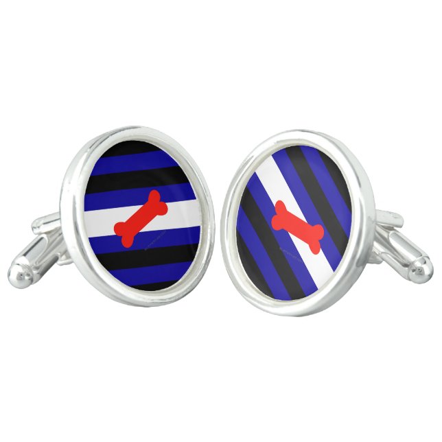 SlipperyJoe's Puppy Play Pride Flag fetishes LGBTQ Cufflinks (Angled)