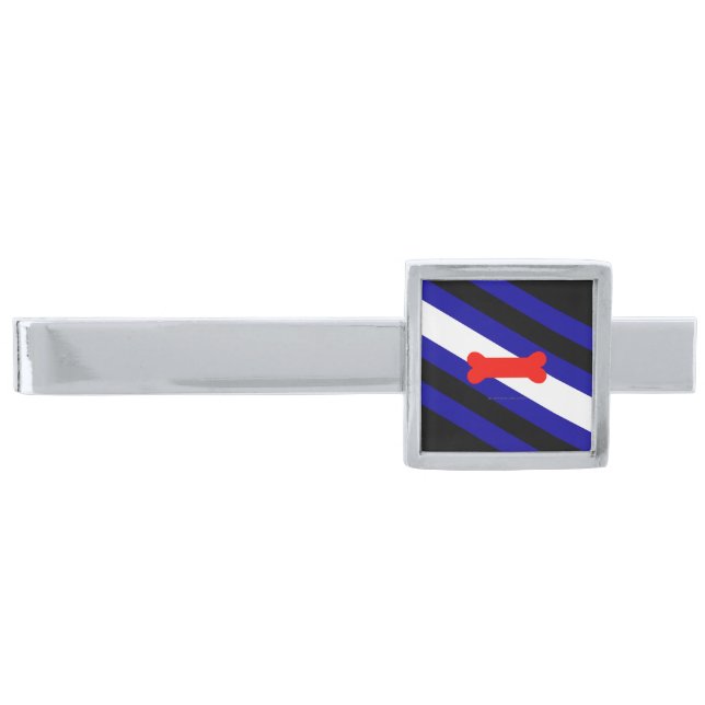SlipperyJoe's Puppy Play Pride Flag fetishes LGBTQ Silver Finish Tie Bar (Front)
