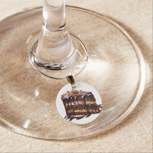 SlipperyJoe's pure chocolate cake decadence rich s Wine Charm